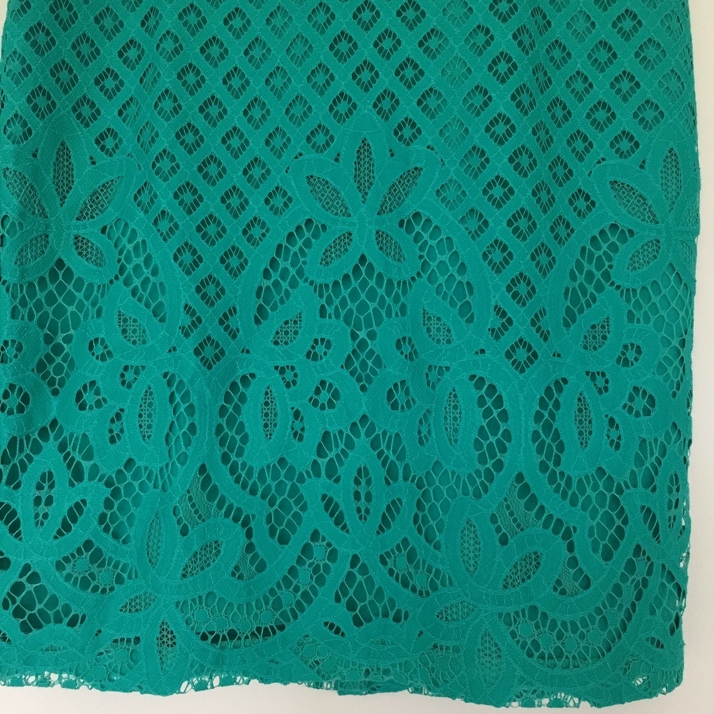 NWT Ann Taylor Loft teal lace pencil skirt 2P - Picture 2 of 6